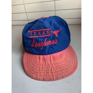 Vintage 80s 90s Texas Longhorns P Cap Adjustable Strap Hat Cap Blue Embroidered